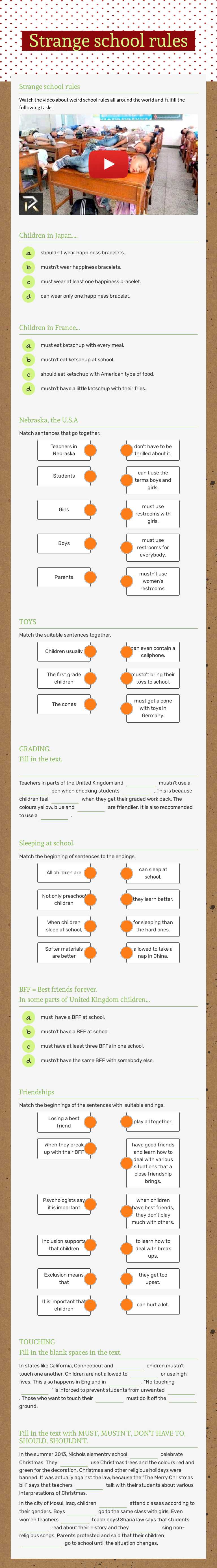 Strange school rules worksheet preview image
