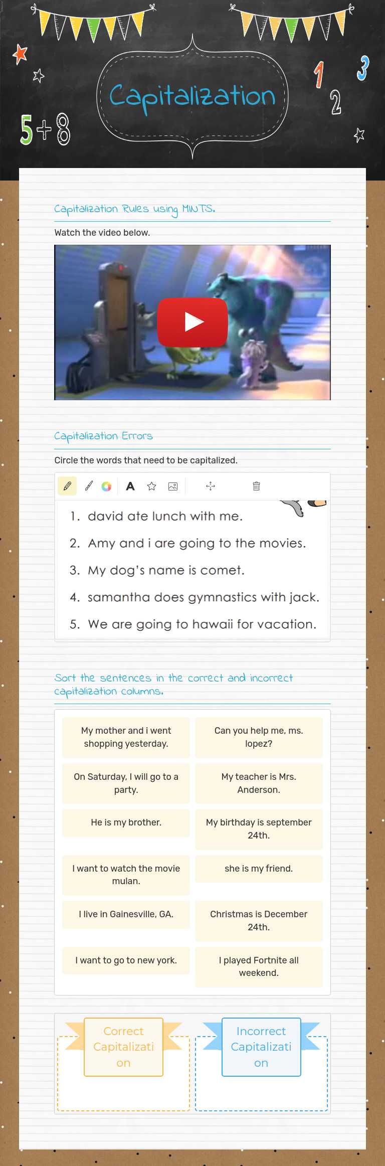 Capitalization worksheet preview image