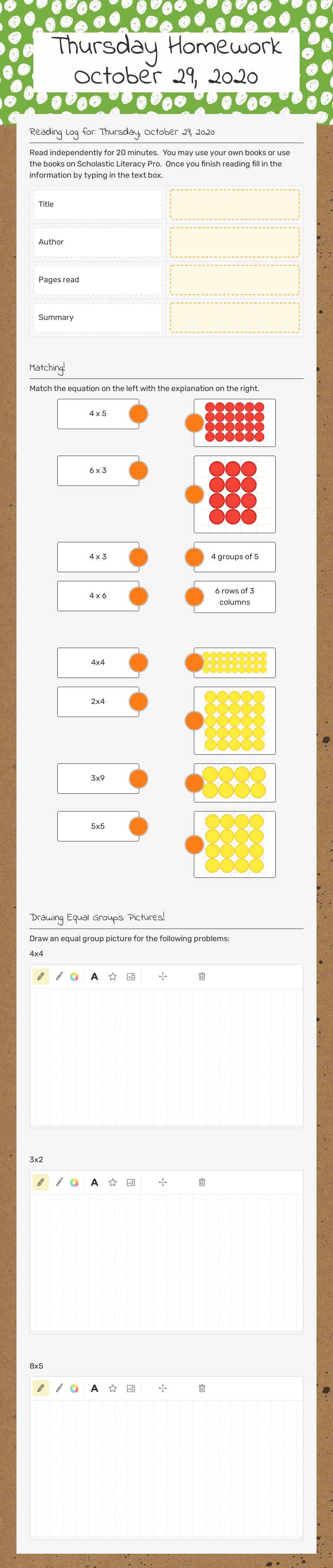 Thursday Homework
October 29, 2020 Grade 3 worksheet preview