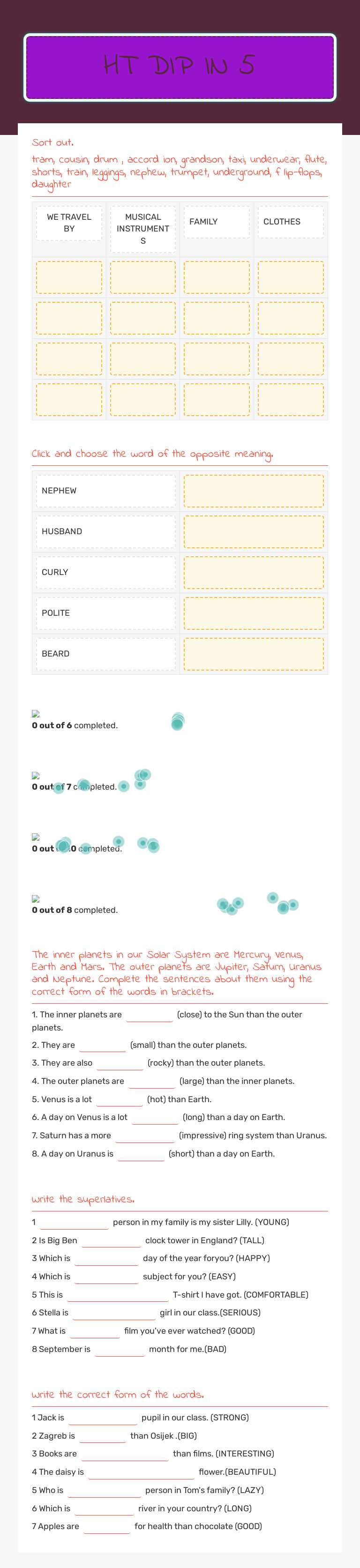 HT DIP IN 5 Grade 5 worksheet preview