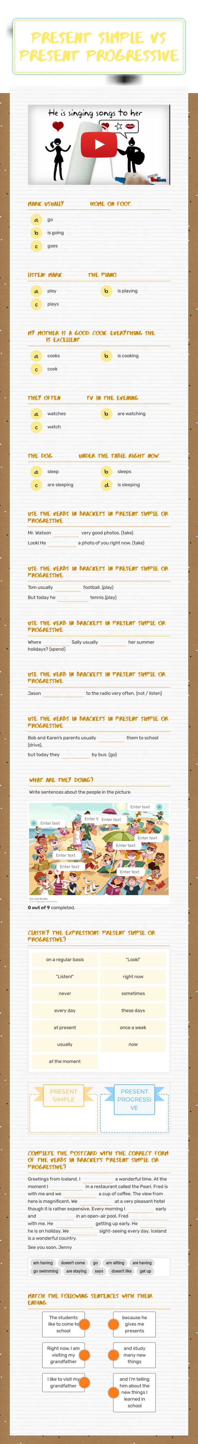 Present Simple vs 
Present Progressive Other worksheet preview