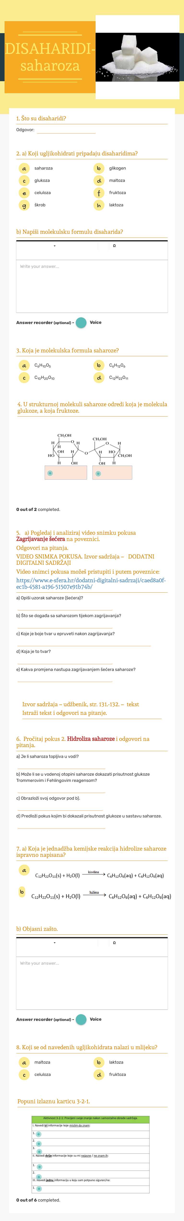DISAHARIDI-saharoza worksheet preview image