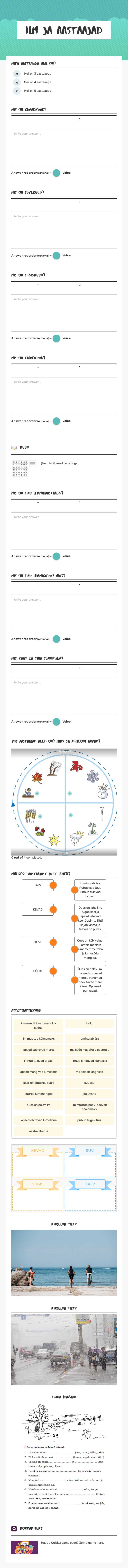 Ilm ja aastaajad worksheet preview image
