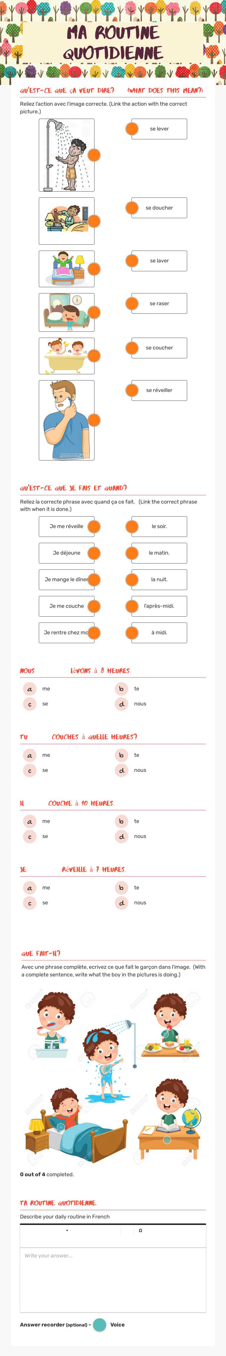Ma Routine Quotidienne worksheet preview image