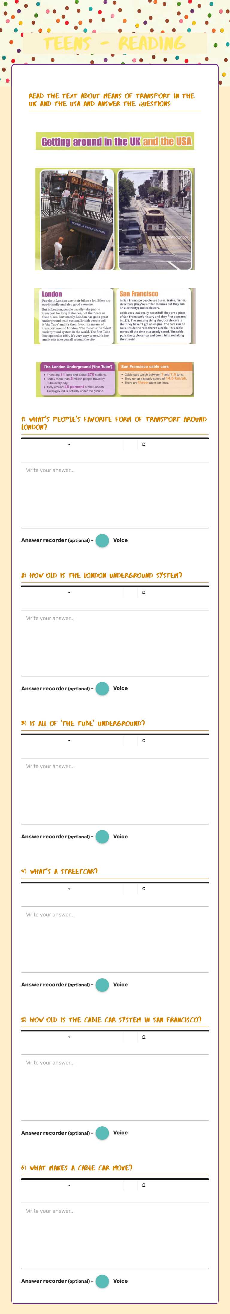 Teens - reading Other worksheet preview