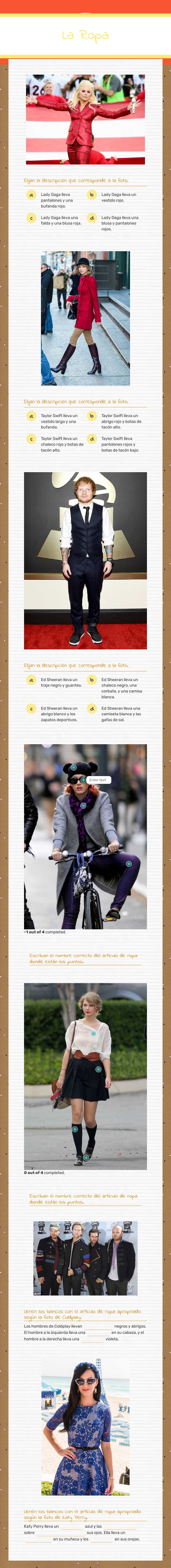 La Ropa Grade 6 worksheet preview