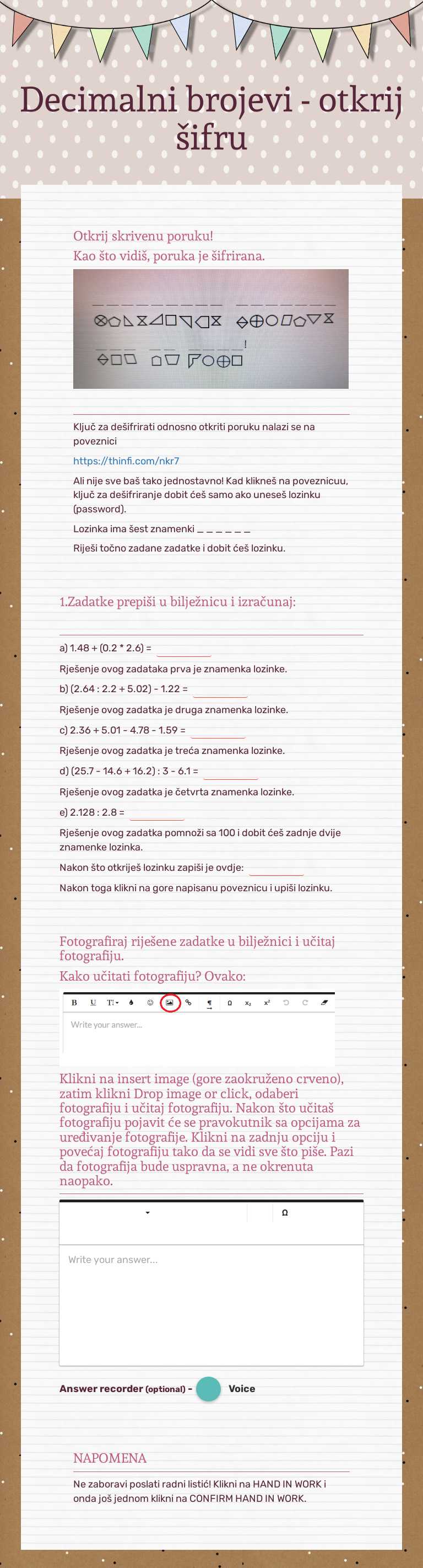 Decimalni brojevi - otkrij šifru Grade 5 worksheet preview