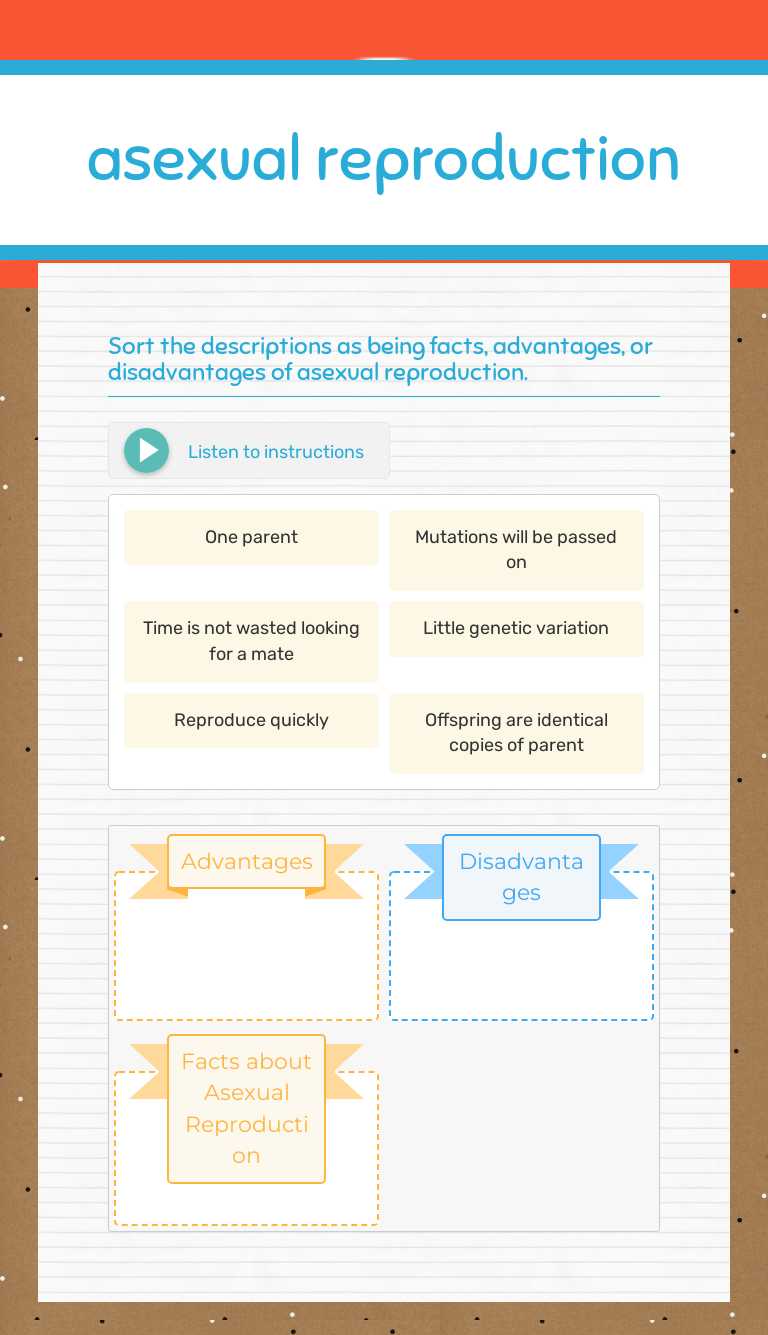 asexual reproduction Grade 7 worksheet preview