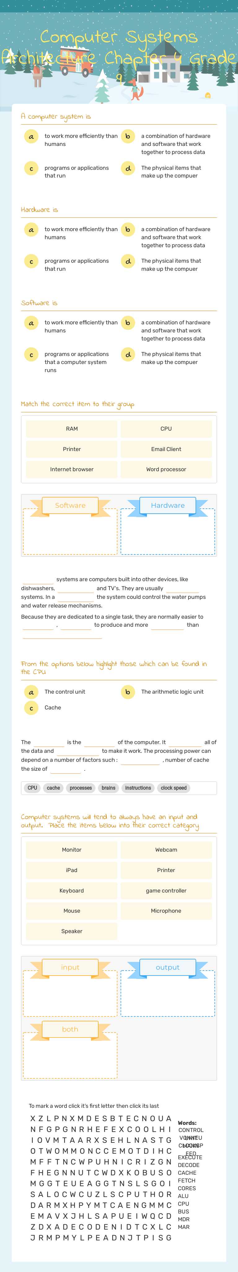 Computer Systems Architecture
Chapter 4
Grade 9 worksheet preview image