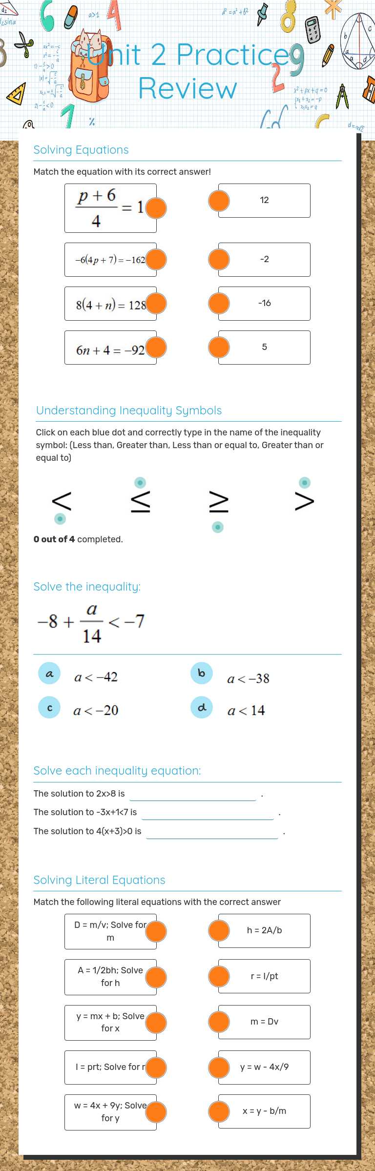 Unit 2 Practice Review worksheet preview image