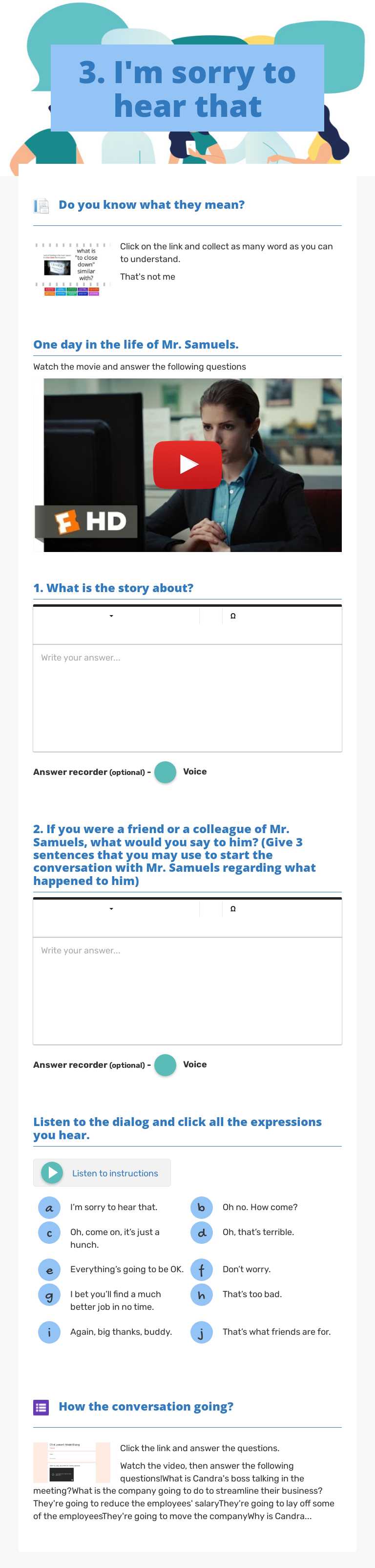 3. I'm sorry to hear that worksheet preview image
