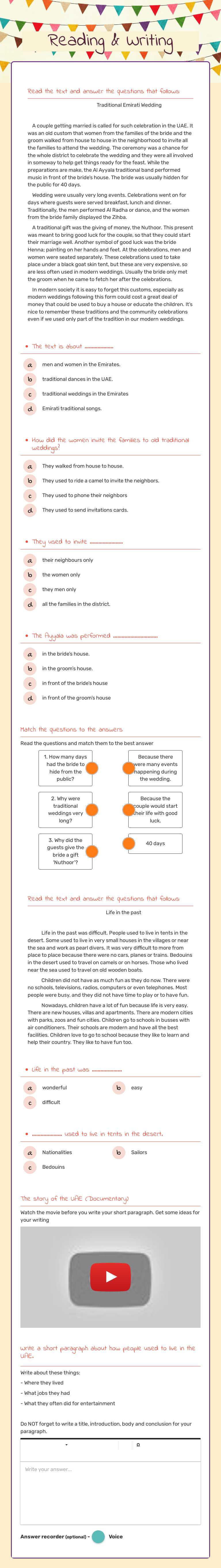 Reading & Writing worksheet preview image