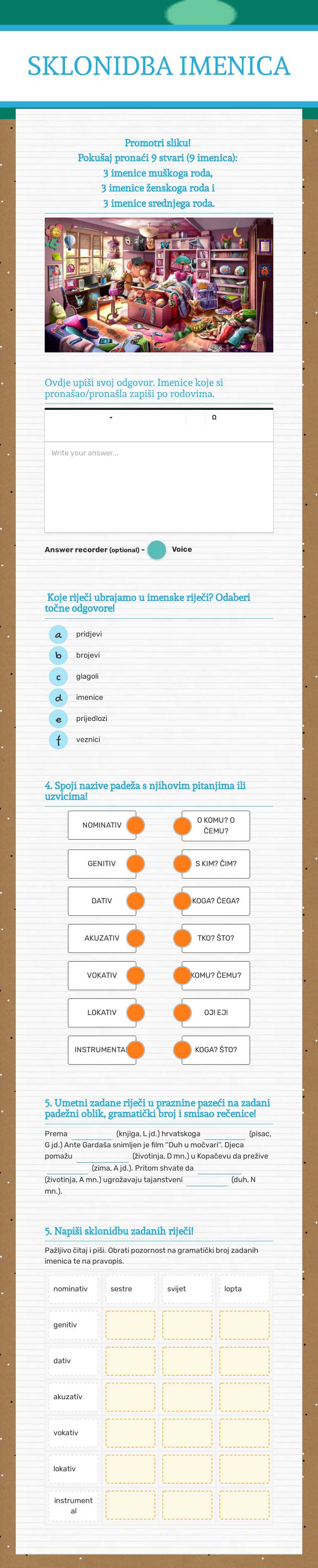 SKLONIDBA IMENICA Grade 5 worksheet preview