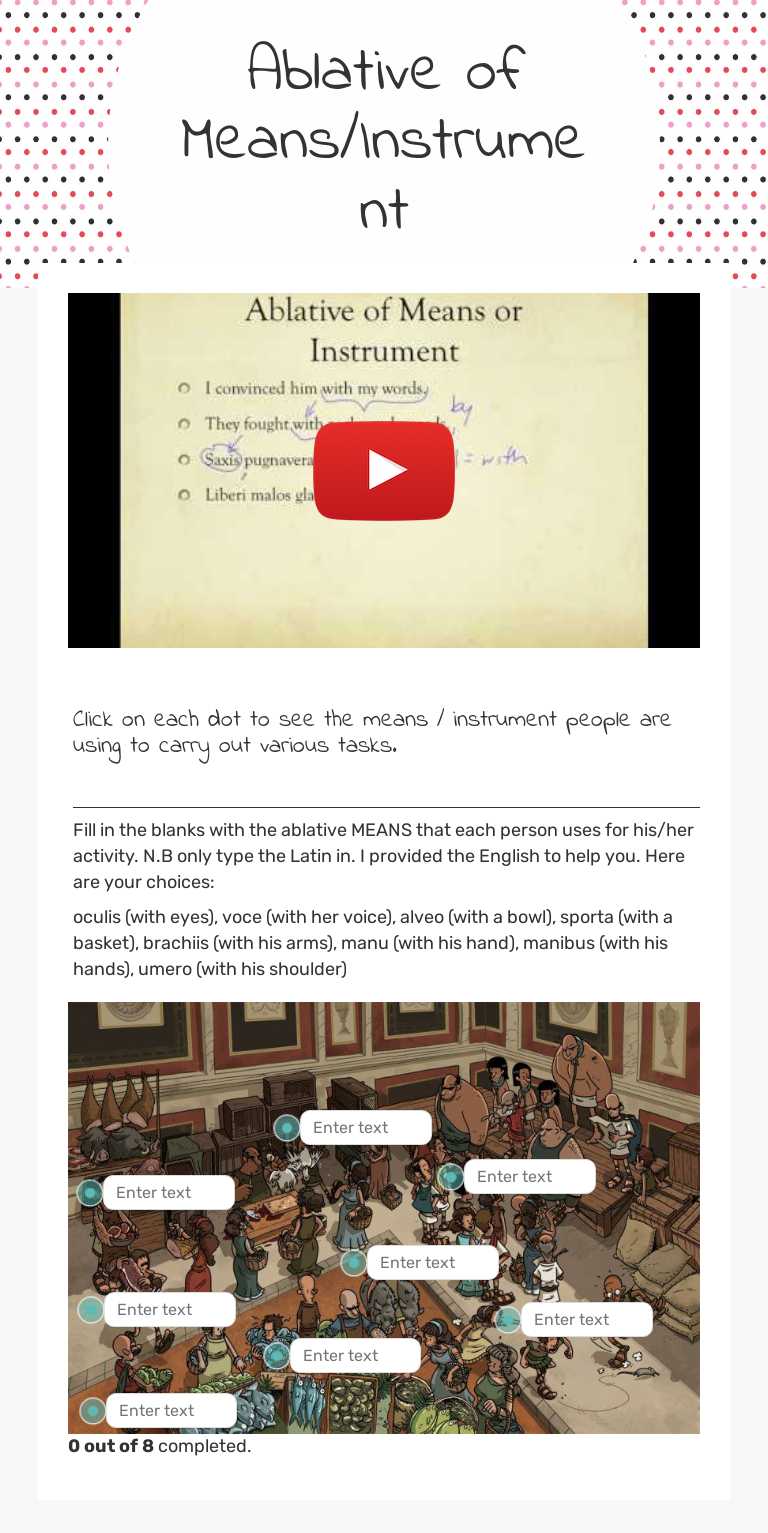 Ablative of Means/Instrument worksheet preview image