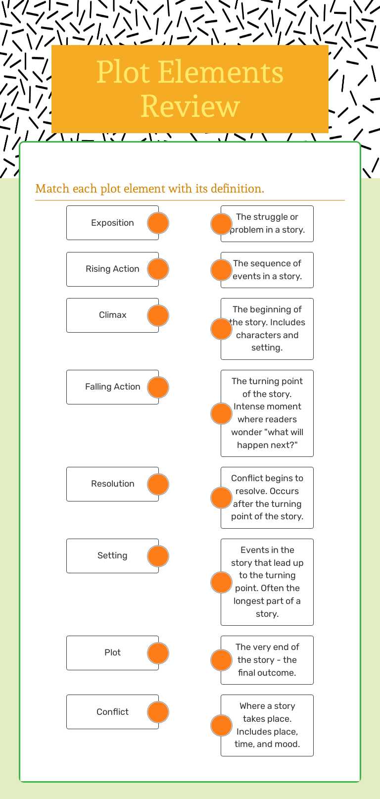Plot Elements Review Grade 6 worksheet preview