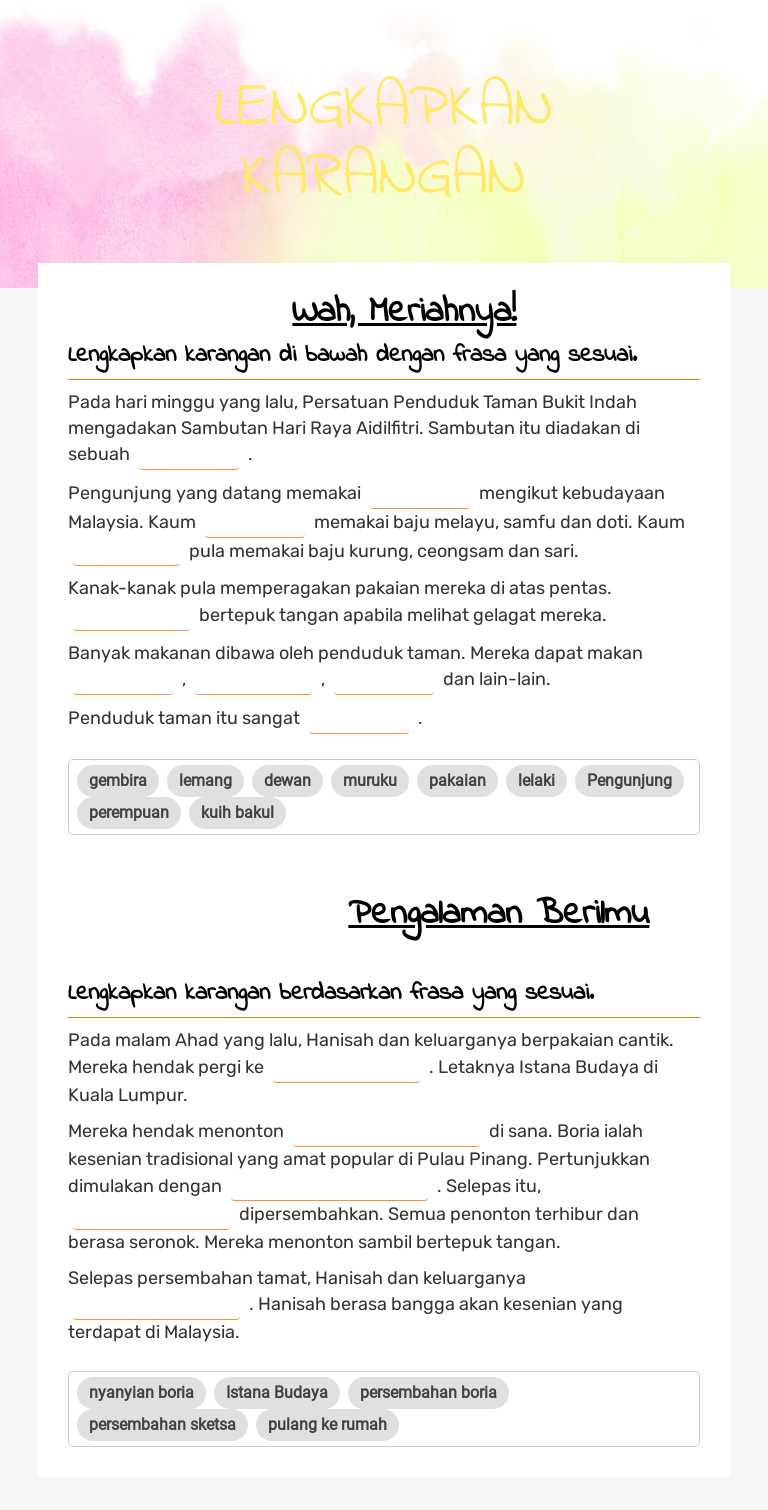 LENGKAPKAN KARANGAN worksheet preview image