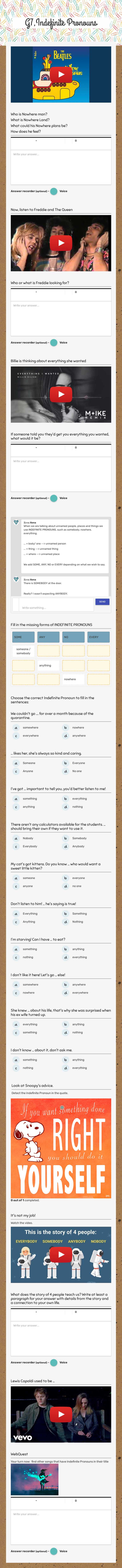 G7,Indefinite Pronouns worksheet preview image