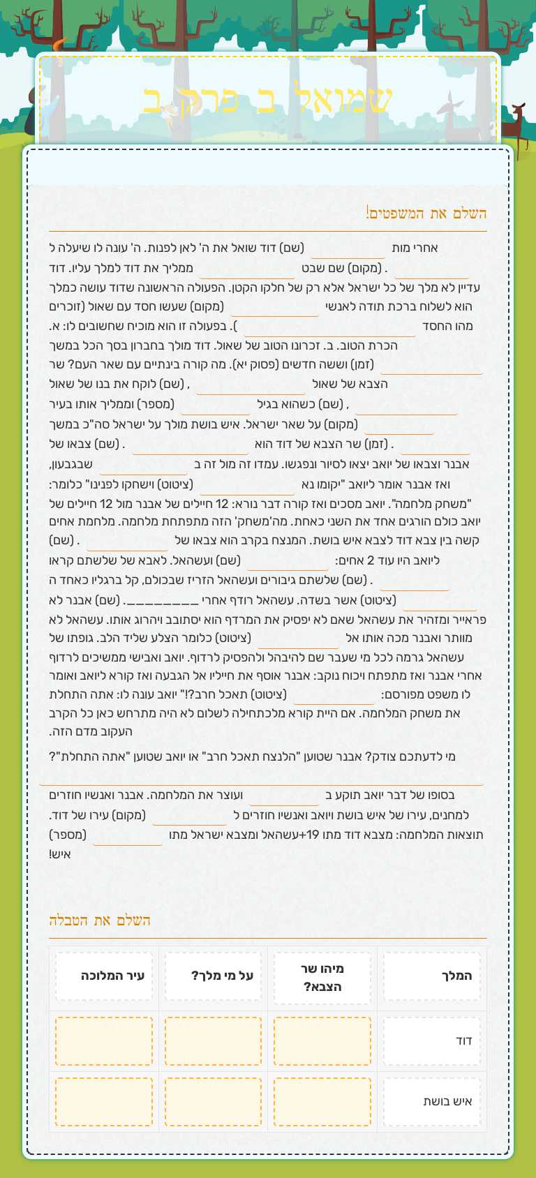 שמואל ב פרק ב worksheet preview image
