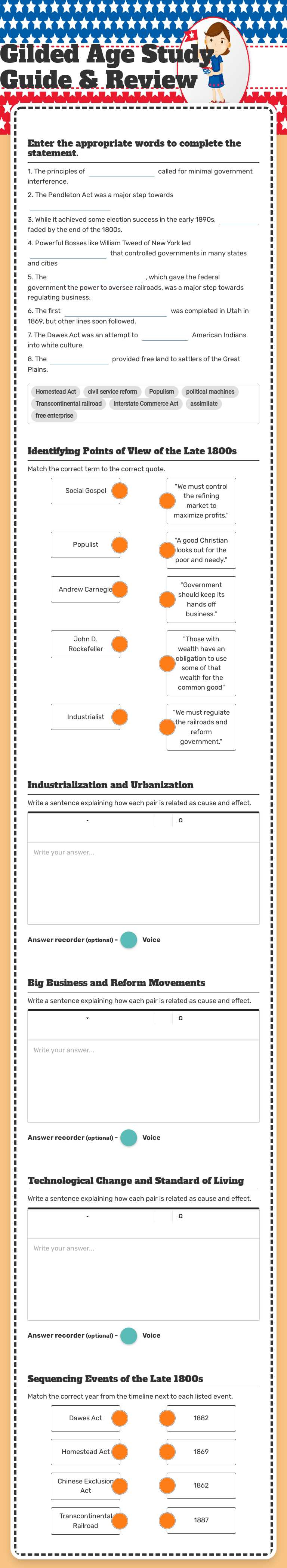 Gilded Age Study Guide & Review worksheet preview image