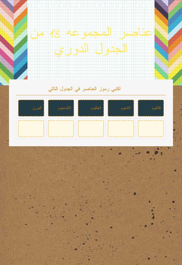 عناصر المجموعه 13 من الجدول الدوري worksheet preview image