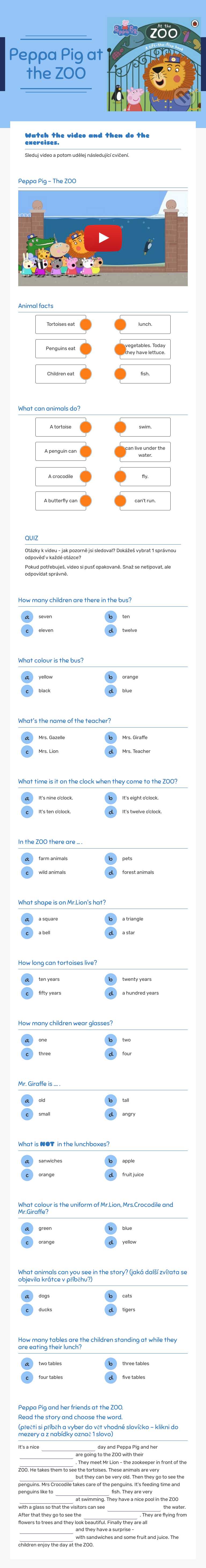 Peppa Pig at the ZOO worksheet preview image