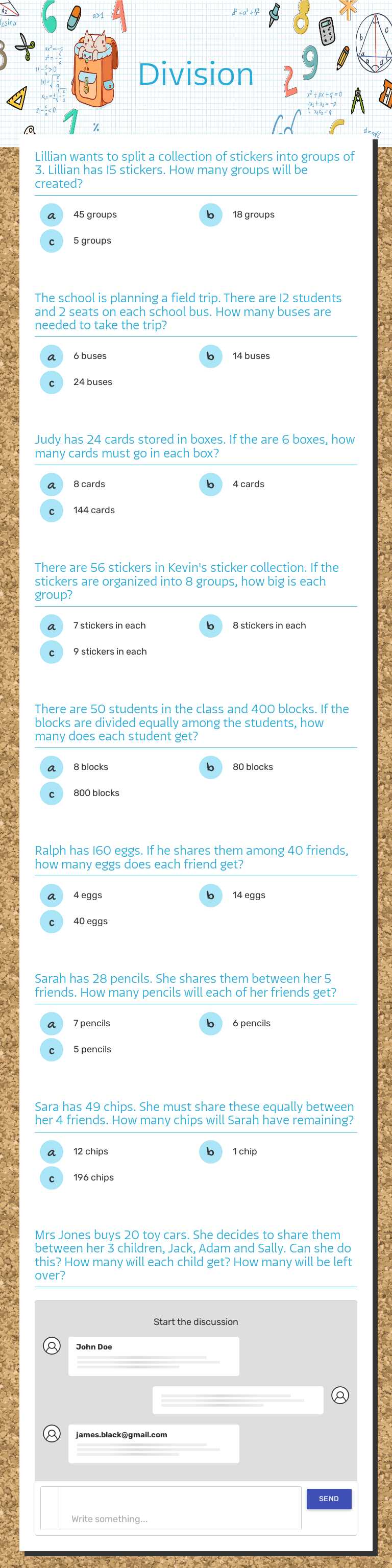 Division worksheet preview image