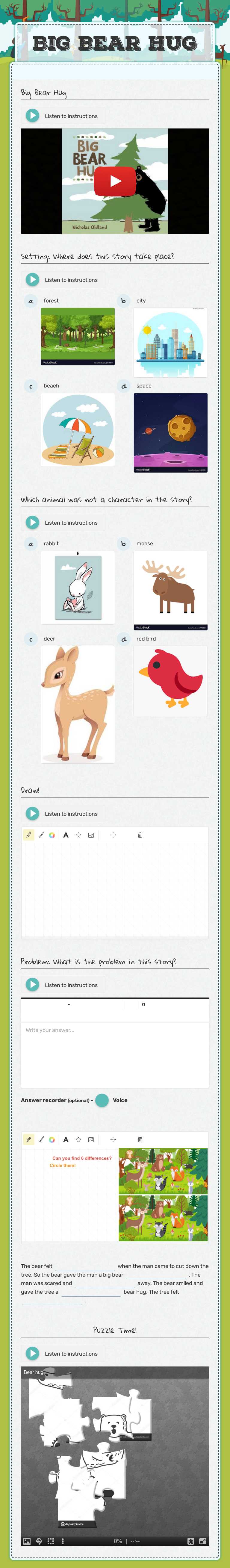 Big Bear Hug worksheet preview image