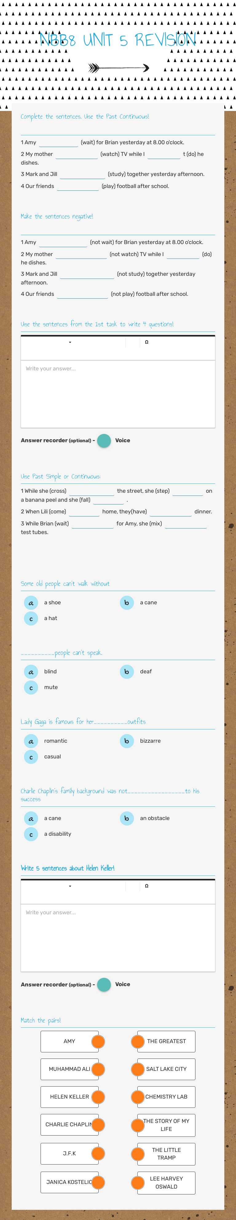 NBB8 UNIT 5 REVISION worksheet preview image