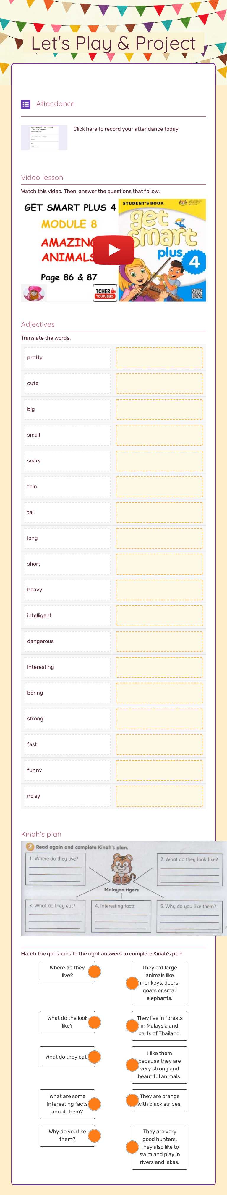 Let's Play & Project worksheet preview image
