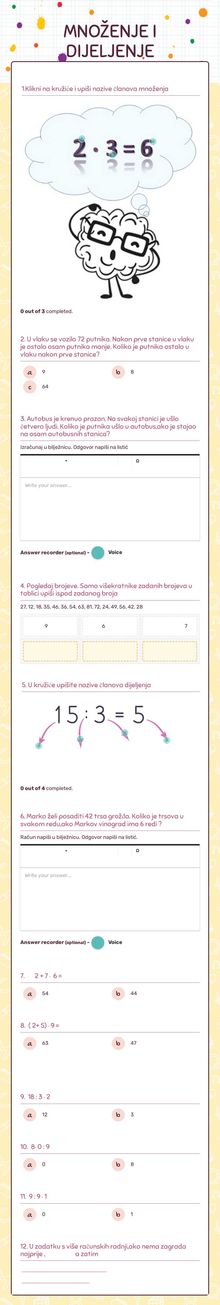 MNOŽENJE I DIJELJENJE worksheet preview image
