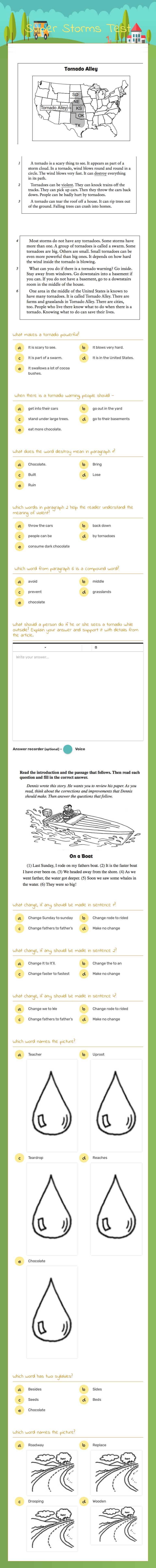 Super Storms Test worksheet preview image