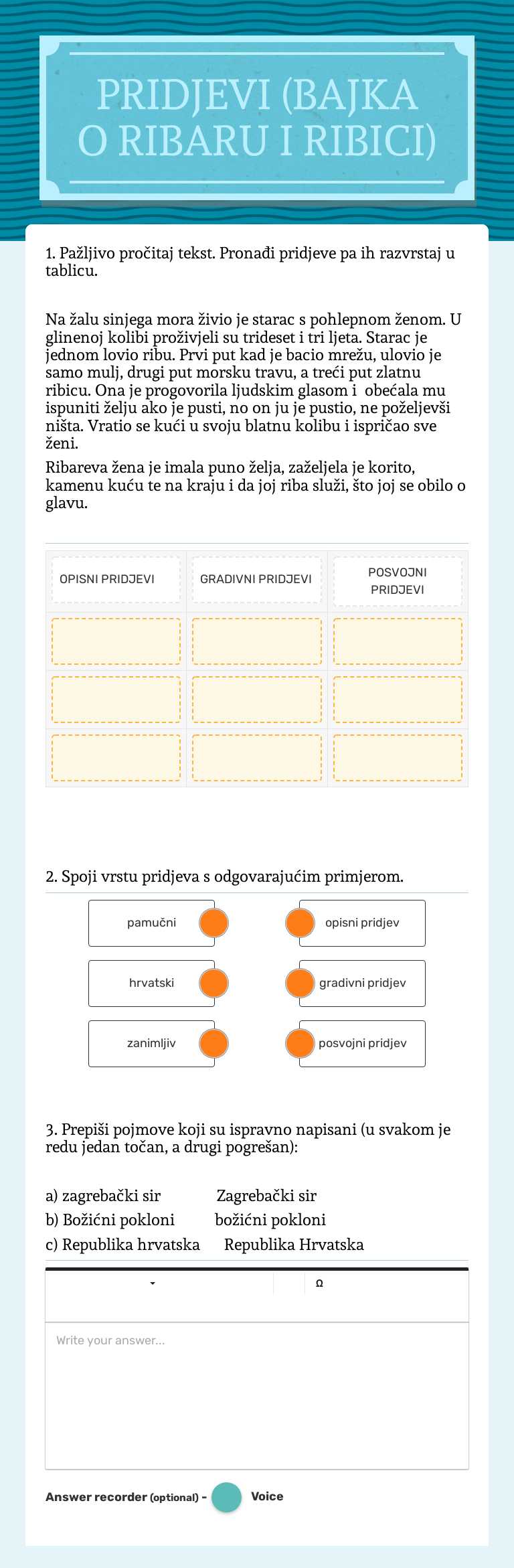 PRIDJEVI
(BAJKA O RIBARU I RIBICI) worksheet preview image