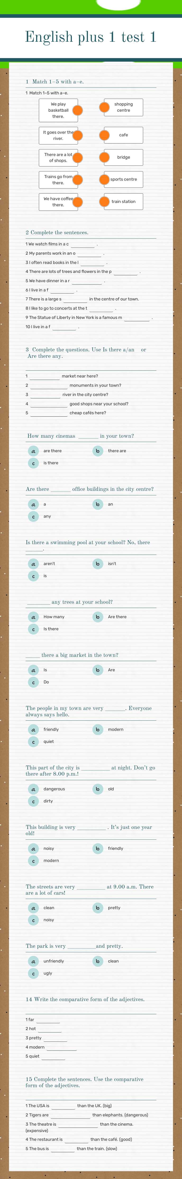 English plus 1 test 1 Grade 3 worksheet preview