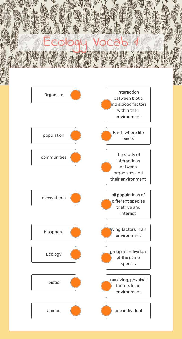 Ecology Vocab 1 Grade 6 worksheet preview