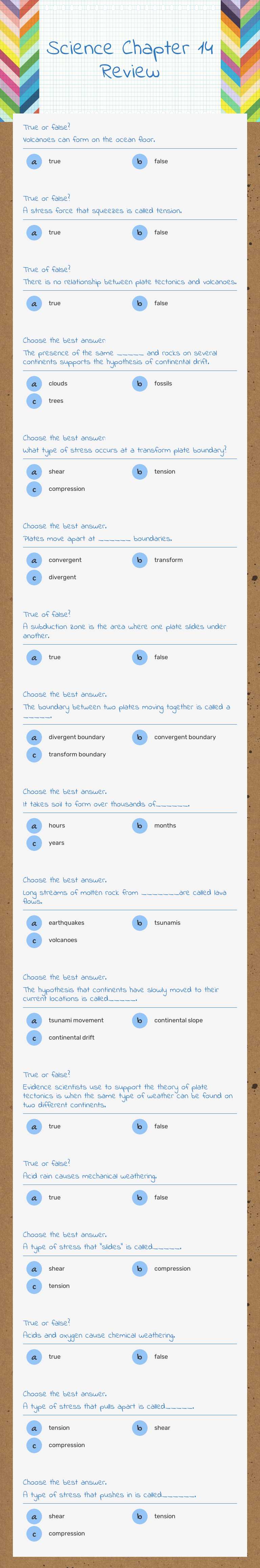 Science Chapter 14 Review worksheet preview image