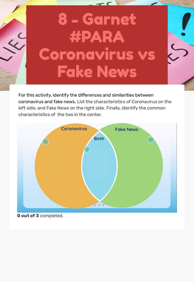 8 - Garnet #PARA Coronavirus vs Fake News worksheet preview