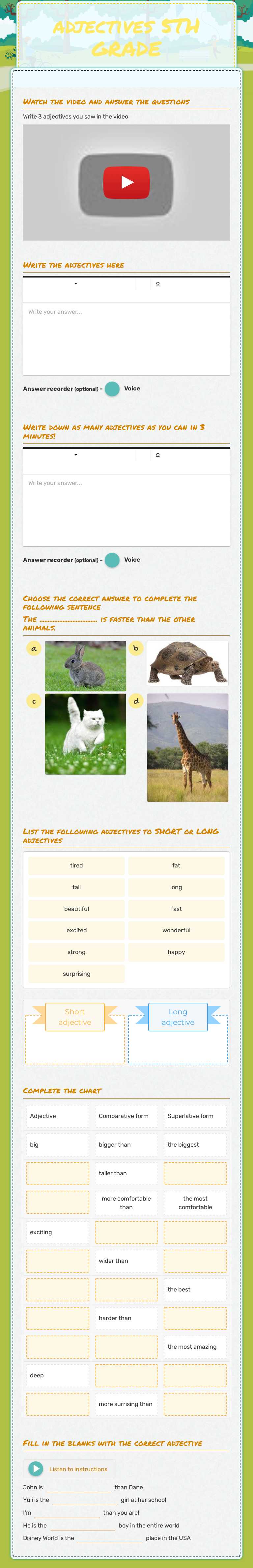 adjectives 5TH GRADE worksheet preview image