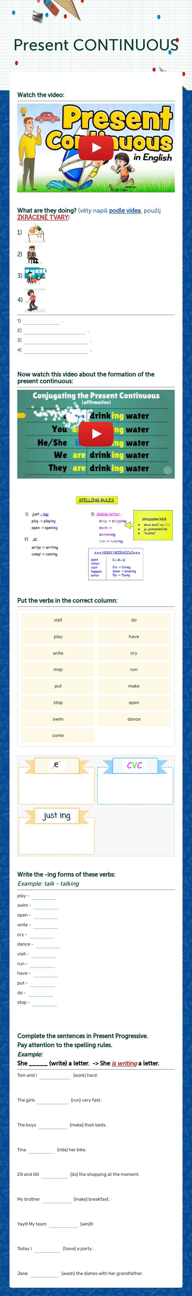 Present CONTINUOUS worksheet preview image