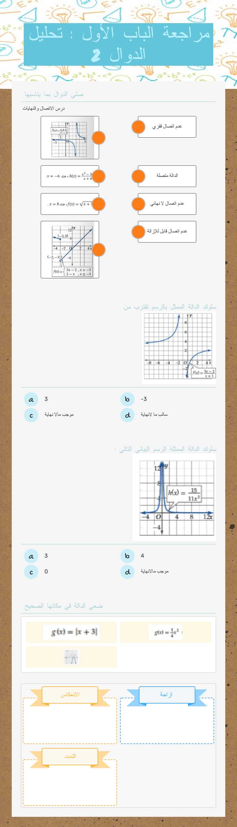 مراجعة الباب الأول : تحليل الدوال 2 worksheet preview image