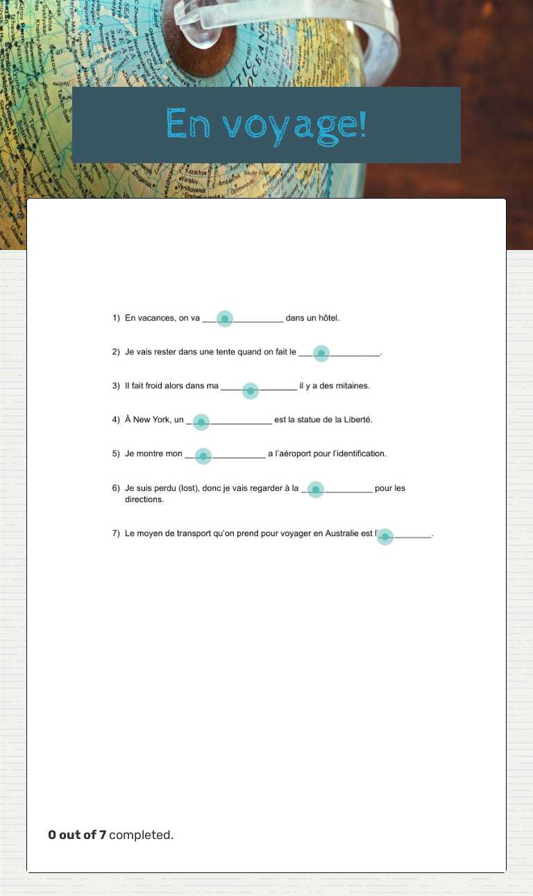 En voyage! worksheet preview image