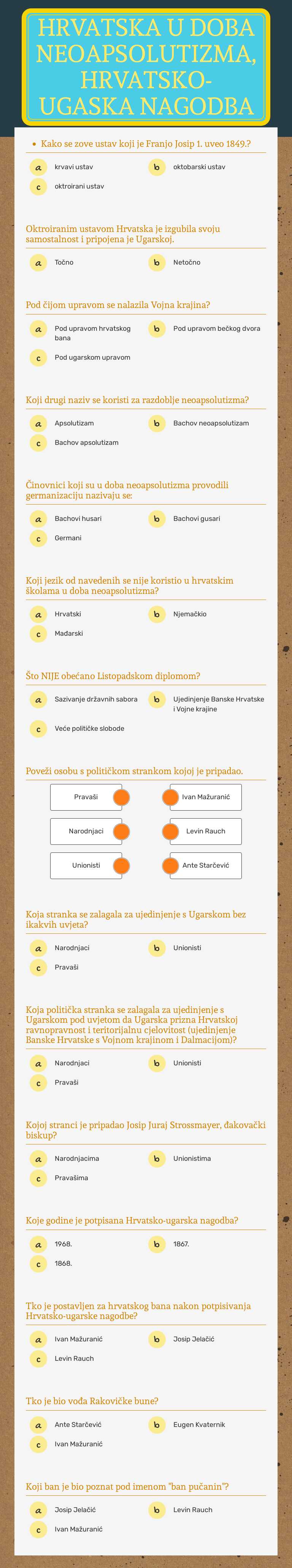 Hrvatska u doba neoapsolutizma, hrvatsko-ugaska nagodba worksheet preview image