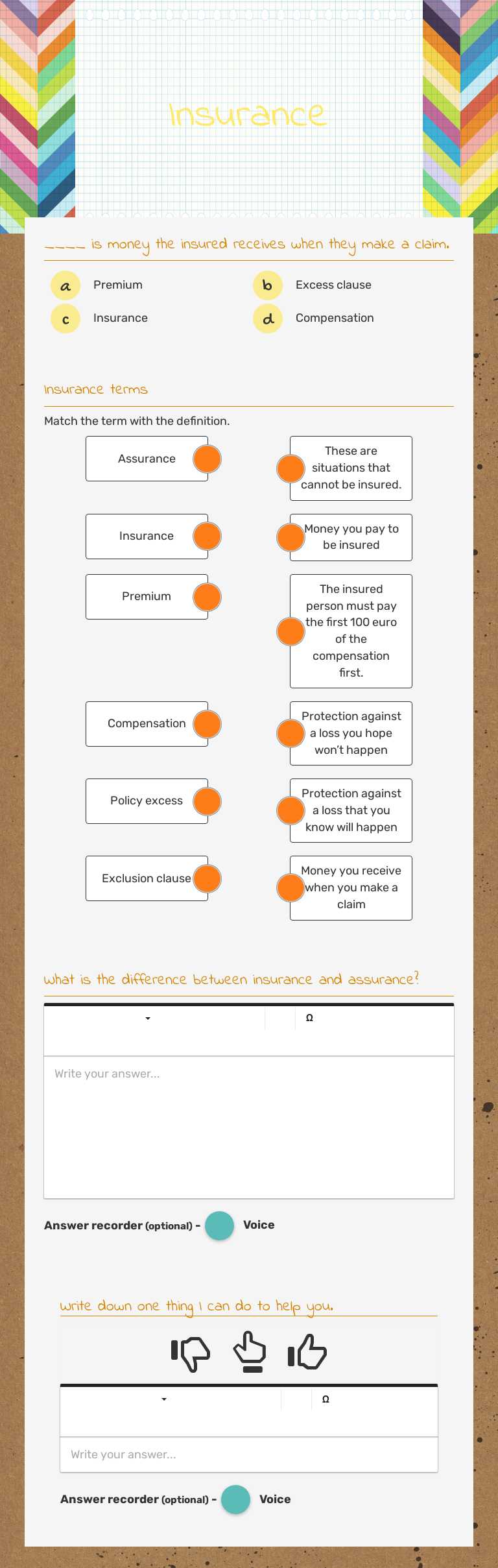 Insurance worksheet preview image
