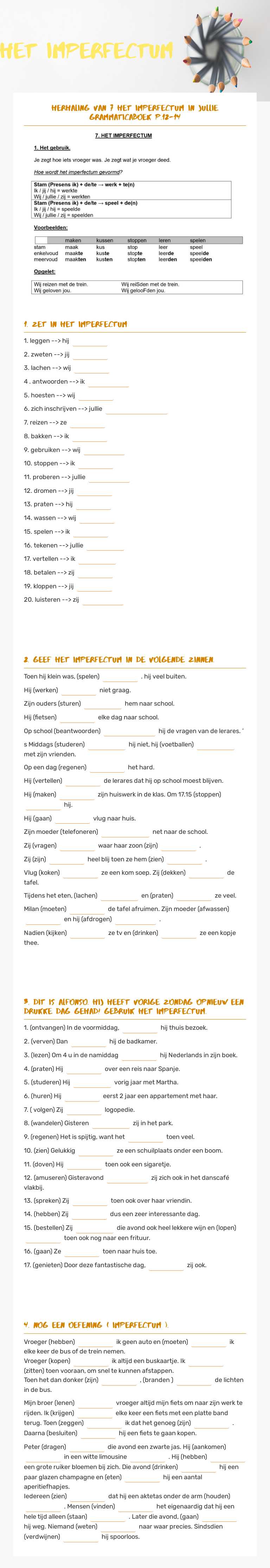 Het imperfectum worksheet preview image