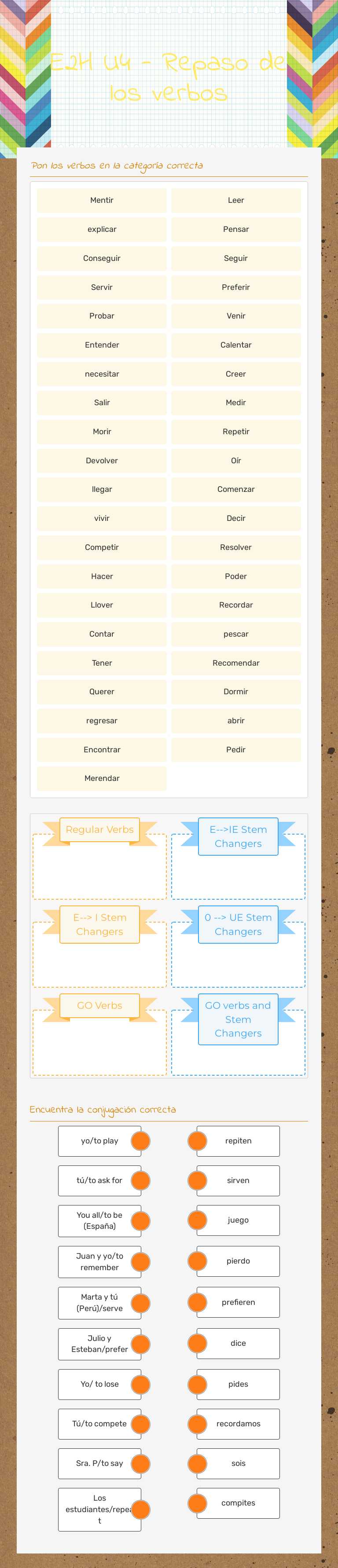 E2H U4 - Repaso de los verbos Grade 9 worksheet preview