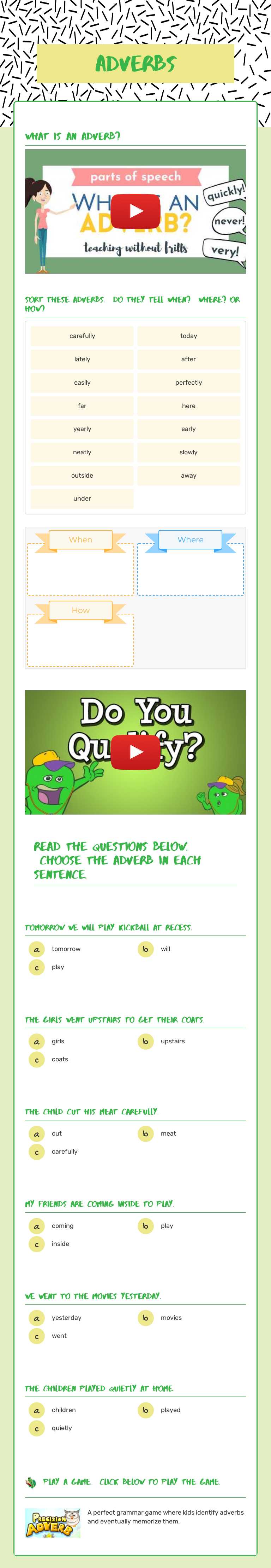 Adverbs Grade 2 worksheet preview