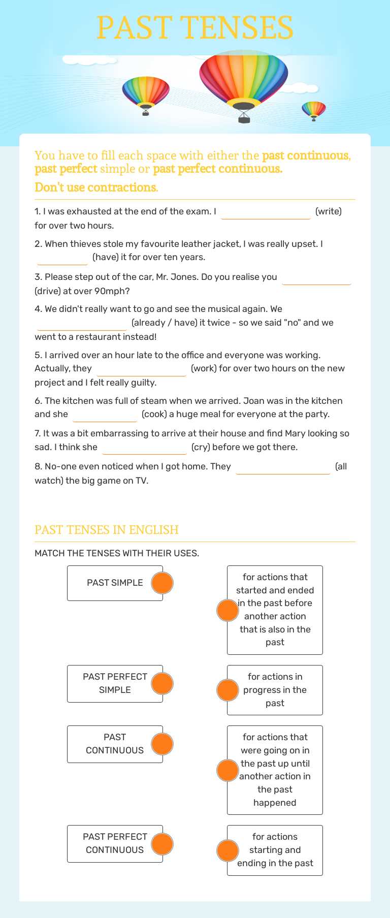 PAST TENSES worksheet preview image