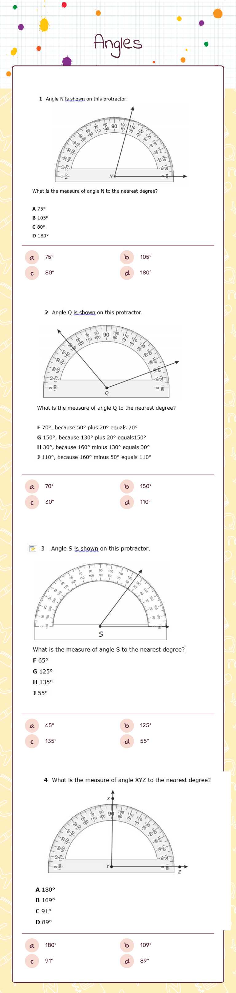 Angles worksheet preview image