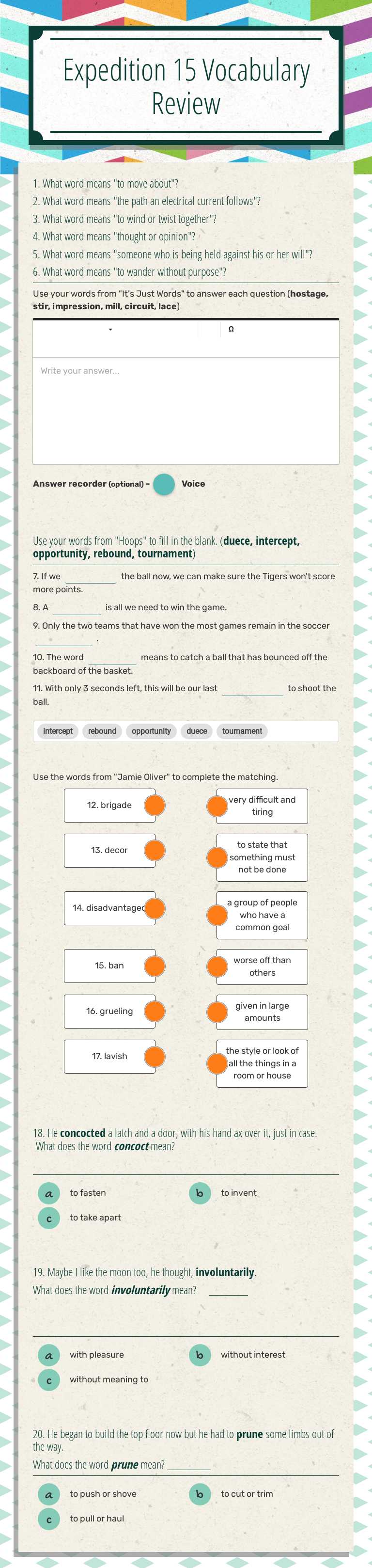 Expedition 15 Vocabulary Review worksheet preview image