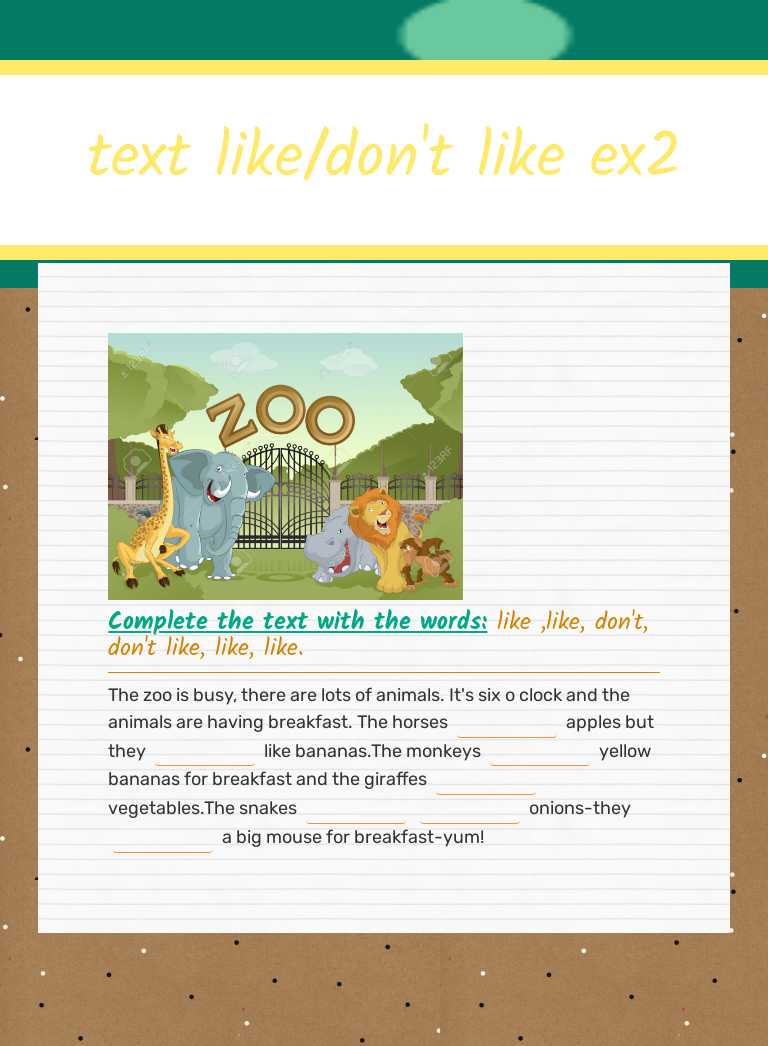 text like/don't like ex2 worksheet preview image