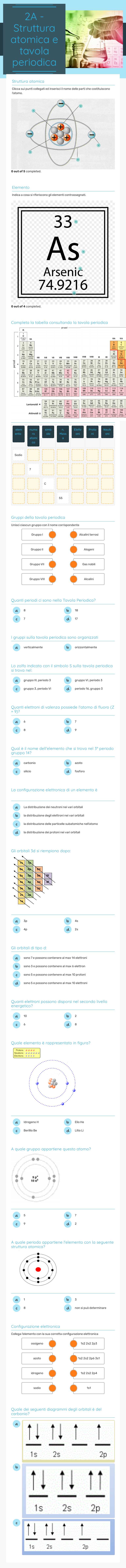 2A - Struttura atomica e tavola periodica Grade 9 worksheet preview
